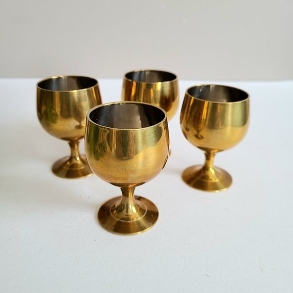 Set of 4 brass vine goblets. - Picture 7 of 7